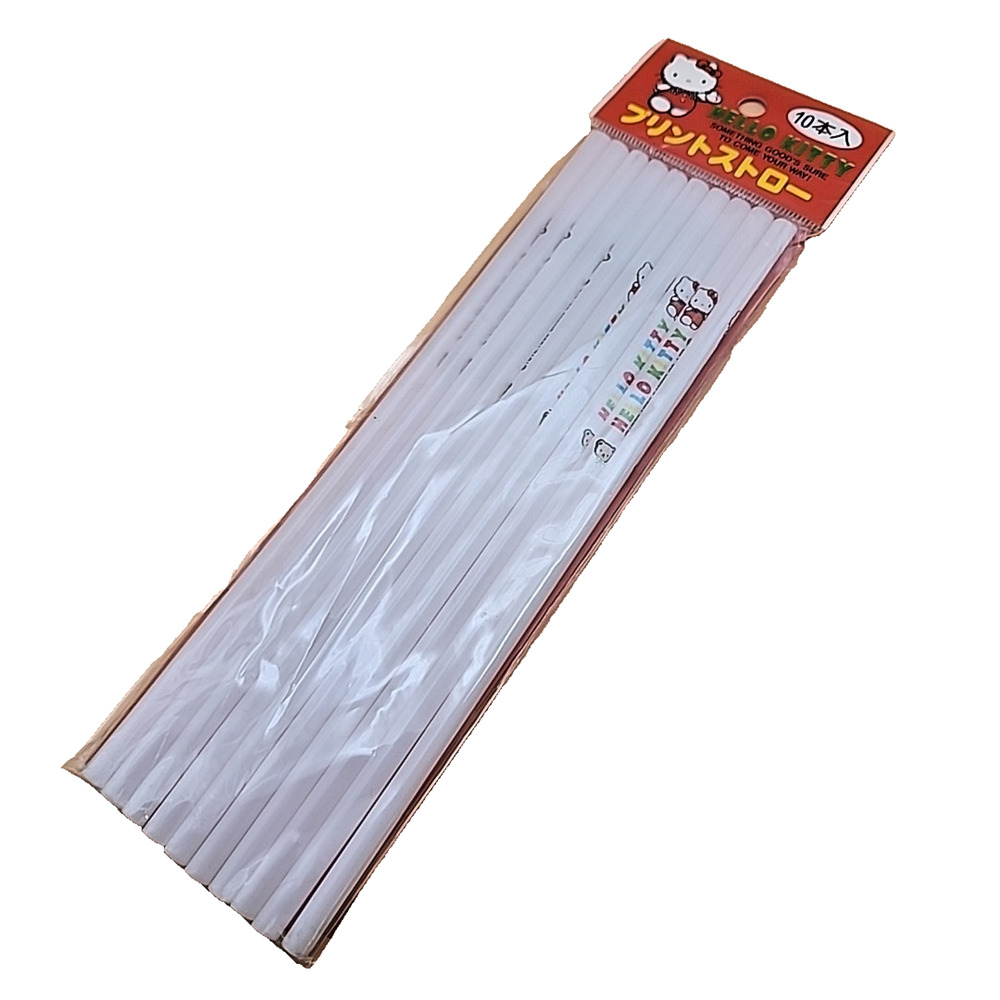 Hello Kitty Pack of 10 Plastic Straws - New 1992! - Japan Exclusive